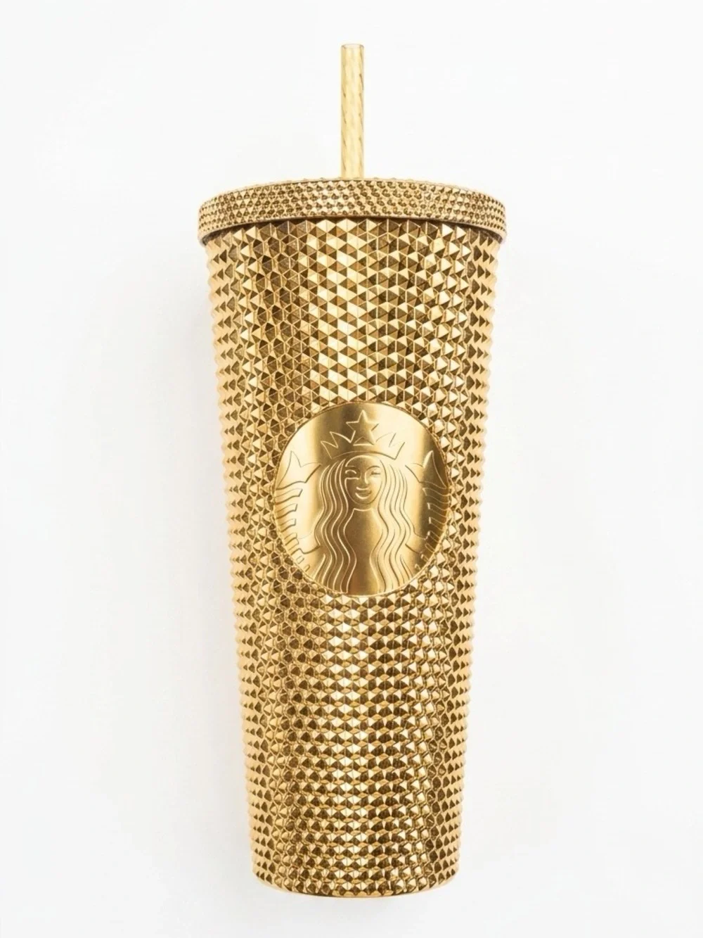 Starbucks Gold Bling Studded Tumbler Venti Cold Cup Gold Chrome Holiday Luxe